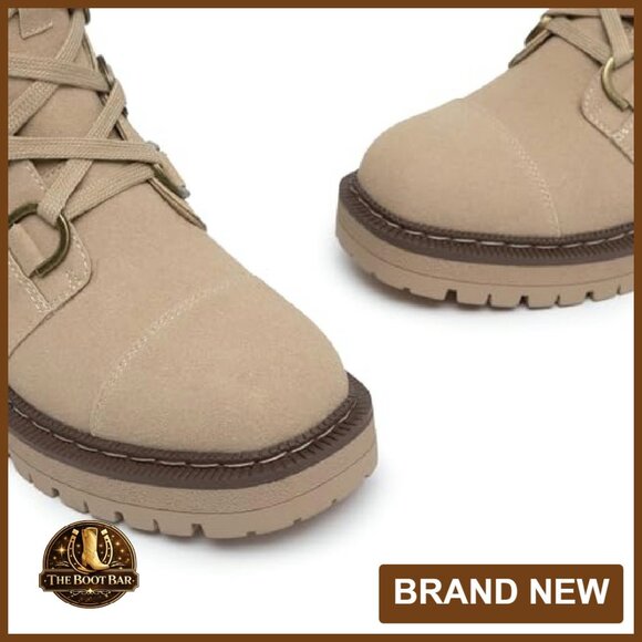 Women's Lace-Up Combat Boots Platform Chunky Heel Lug Sole Ankle Booties - Picture 6 of 8